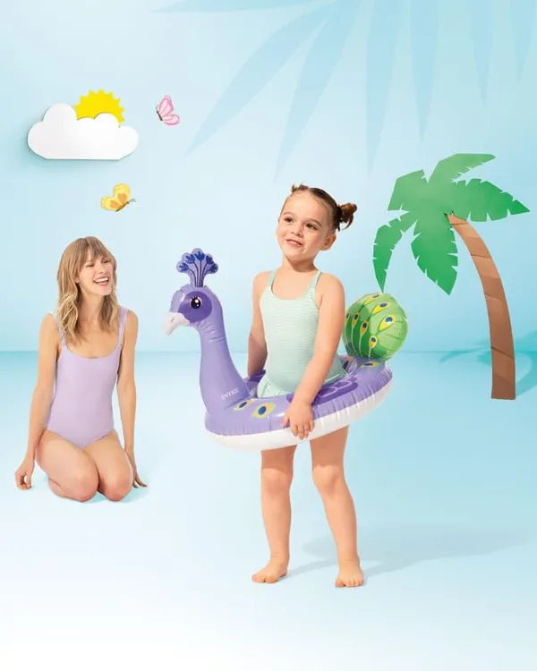 Multicolor_Peacock_Inflatable_Swim_Ring_34In_Tall_Pool_Float_For_Kids_&_Adults_Fun_&_Colorful_Water_Toy_For_Summer,_Beach_&_Pool_Parties