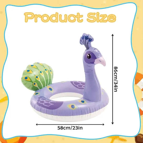 Multicolor_Peacock_Inflatable_Swim_Ring_34In_Tall_Pool_Float_For_Kids_&_Adults_Fun_&_Colorful_Water_Toy_For_Summer,_Beach_&_Pool_Parties