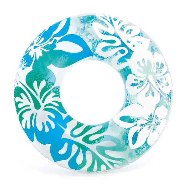 Blue_36-Inch_Inflatable_Swim_Ring_With_Blue_Tropical_Floral_Design_Sturdy_Pool_Float_For_Kids_And_Adults