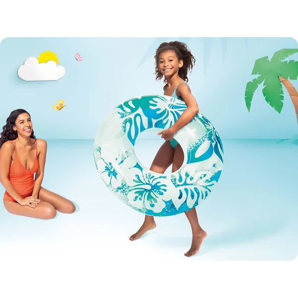 Blue_36-Inch_Inflatable_Swim_Ring_With_Blue_Tropical_Floral_Design_Sturdy_Pool_Float_For_Kids_And_Adults