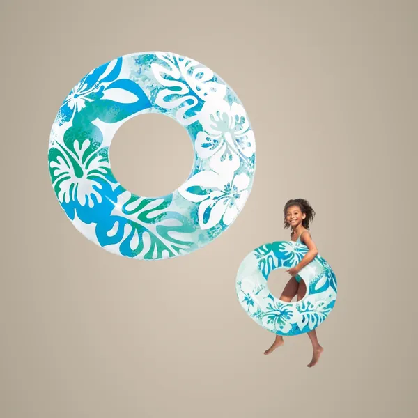 Blue_36-Inch_Inflatable_Swim_Ring_With_Blue_Tropical_Floral_Design_Sturdy_Pool_Float_For_Kids_And_Adults