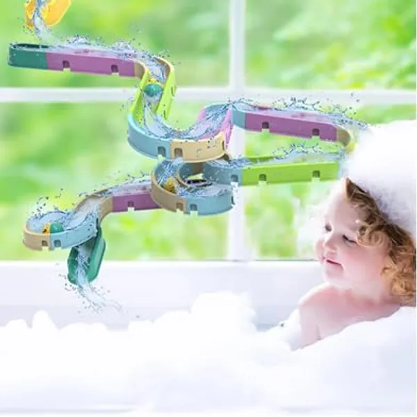 Multicolor_Plastic_Diy_Assemble_40Pcs_Bath_Toys_Water_Ball_Tracks_Set_For_Kids_|_Engaging_Water_Play_|_Encourages_Creativity_And_Motor_Skills_|_Perfect_For_Bathtime_Fun_|_Safe_And_Durable_Design
