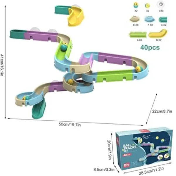 Multicolor_Plastic_Diy_Assemble_40Pcs_Bath_Toys_Water_Ball_Tracks_Set_For_Kids_|_Engaging_Water_Play_|_Encourages_Creativity_And_Motor_Skills_|_Perfect_For_Bathtime_Fun_|_Safe_And_Durable_Design