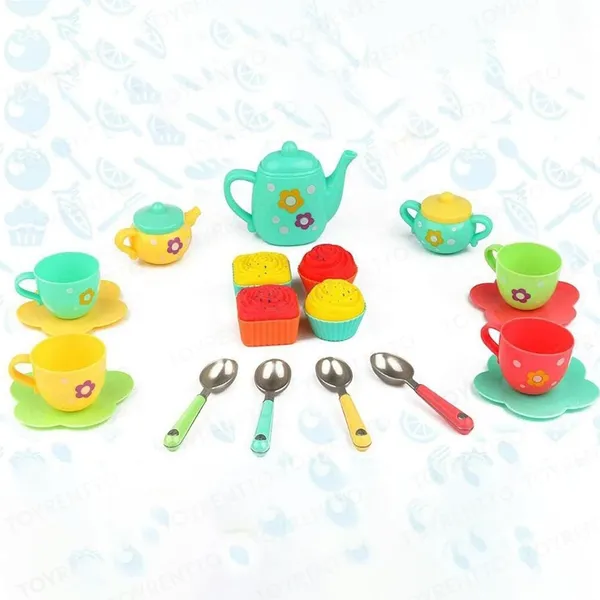 Multicolor_22_Pcs_Kids_Tea_Set_Party_With_Dessert_Candy_Muffin_Toys_Including_Cups_&_Plates,_Bpa_Free_Pvc_Free_Teapot,_Washable_Dishes,_Safe_Material,_Enhance_Child_Skills
