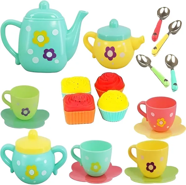 Multicolor_22_Pcs_Kids_Tea_Set_Party_With_Dessert_Candy_Muffin_Toys_Including_Cups_&_Plates,_Bpa_Free_Pvc_Free_Teapot,_Washable_Dishes,_Safe_Material,_Enhance_Child_Skills