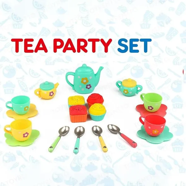Multicolor_22_Pcs_Kids_Tea_Set_Party_With_Dessert_Candy_Muffin_Toys_Including_Cups_&_Plates,_Bpa_Free_Pvc_Free_Teapot,_Washable_Dishes,_Safe_Material,_Enhance_Child_Skills