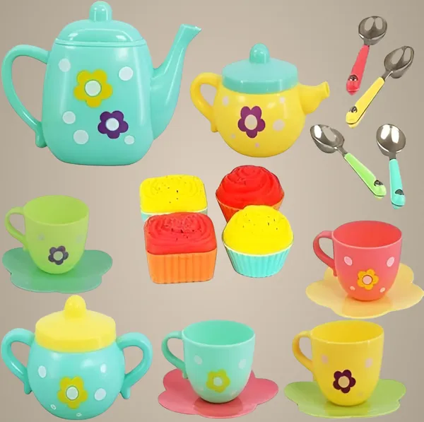 Multicolor_22_Pcs_Kids_Tea_Set_Party_With_Dessert_Candy_Muffin_Toys_Including_Cups_&_Plates,_Bpa_Free_Pvc_Free_Teapot,_Washable_Dishes,_Safe_Material,_Enhance_Child_Skills