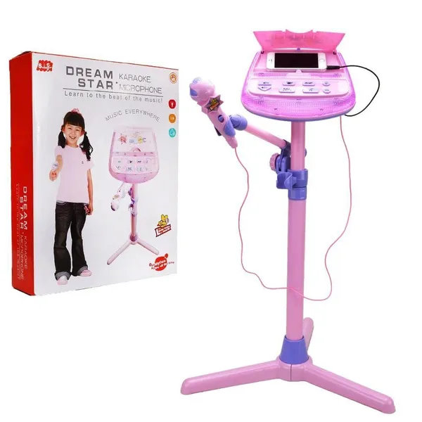 Multicolor_Kids_Karaoke_Microphone_Musical_Toys_-_Kids_Pink_Karaoke_Adjustable_Stand_With_External_Music_Function_&_Flashing_Lights_Toy_For_Kids_Children_|_Interactive_Toy_For_Children,_Girls_Ages_3+