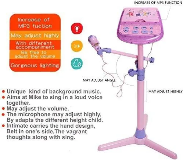 Multicolor_Kids_Karaoke_Microphone_Musical_Toys_-_Kids_Pink_Karaoke_Adjustable_Stand_With_External_Music_Function_&_Flashing_Lights_Toy_For_Kids_Children_|_Interactive_Toy_For_Children,_Girls_Ages_3+