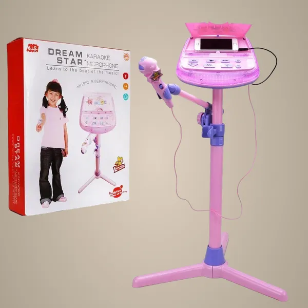 Multicolor_Kids_Karaoke_Microphone_Musical_Toys_-_Kids_Pink_Karaoke_Adjustable_Stand_With_External_Music_Function_&_Flashing_Lights_Toy_For_Kids_Children_|_Interactive_Toy_For_Children,_Girls_Ages_3+