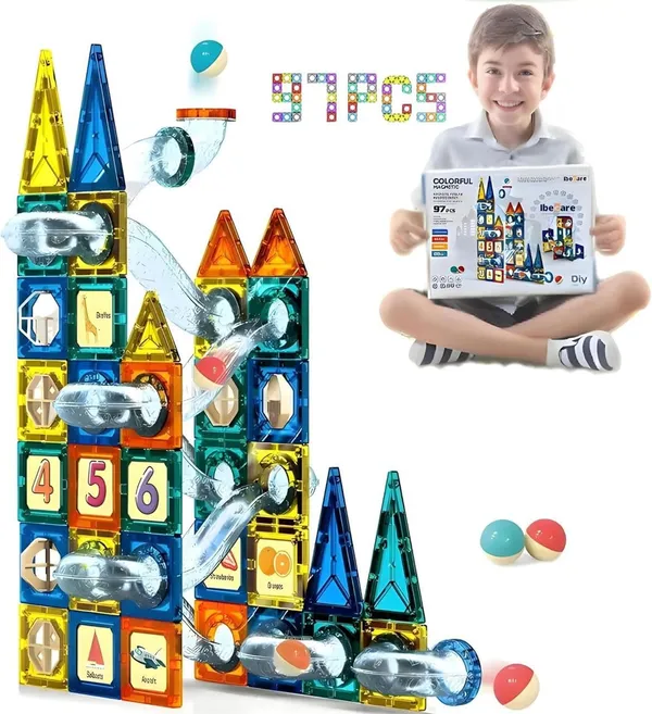 Multicolor_Magnetic_Tiles_Game_Marble_Run_Magnetic_Set_|_Steam_Educational_Game_|_Three_Dimensional_Building_Blocks_|_Best_Gift_For_Boys_&_Girls_3_&_Up_|_Marble_Balls_With_Race_Tracks_Games_(97_Pieces)