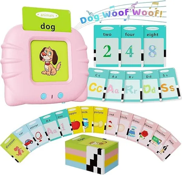 Pink_Toddler_Toys_Talking_Flash_Cards_Reader_For_2To6_Year_Old_Boys&Girls,_Autism_Sensory_Toys_For_Autistic_Children,_Learning_Educational_Montessori_Speech_Therapy_248_Sight_Words_Kid_Gift-Pink
