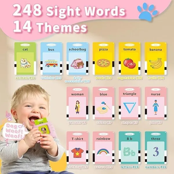 Pink_Toddler_Toys_Talking_Flash_Cards_Reader_For_2To6_Year_Old_Boys&Girls,_Autism_Sensory_Toys_For_Autistic_Children,_Learning_Educational_Montessori_Speech_Therapy_248_Sight_Words_Kid_Gift-Pink
