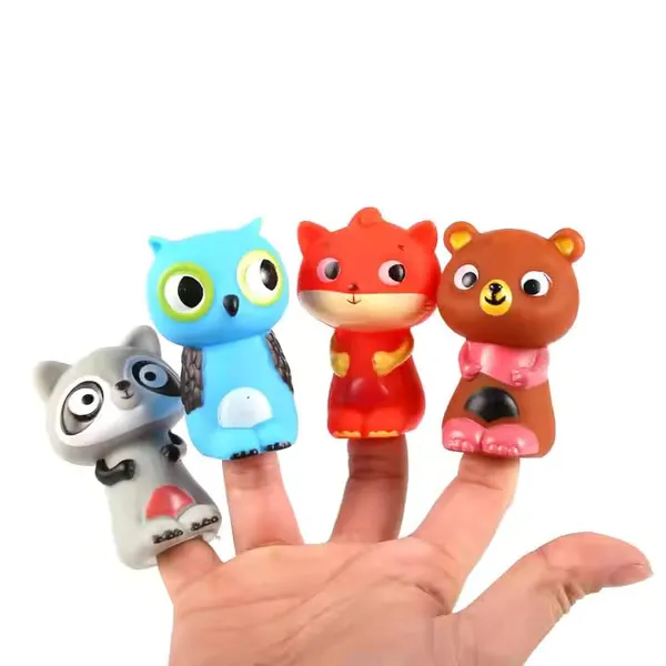Multicolor_Animal_Finger_Puppets_Set_Adorable_Owl,_Raccoon,_Fox,_And_Bear_Characters_Soft_Rubber_Toys_For_Kids_Interactive_Storytelling,_Imaginative_Play,_And_Educational_Fun