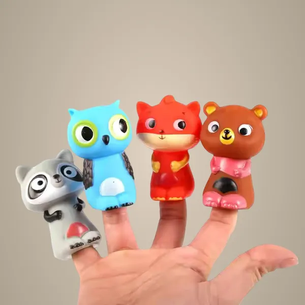 Multicolor_Animal_Finger_Puppets_Set_Adorable_Owl,_Raccoon,_Fox,_And_Bear_Characters_Soft_Rubber_Toys_For_Kids_Interactive_Storytelling,_Imaginative_Play,_And_Educational_Fun