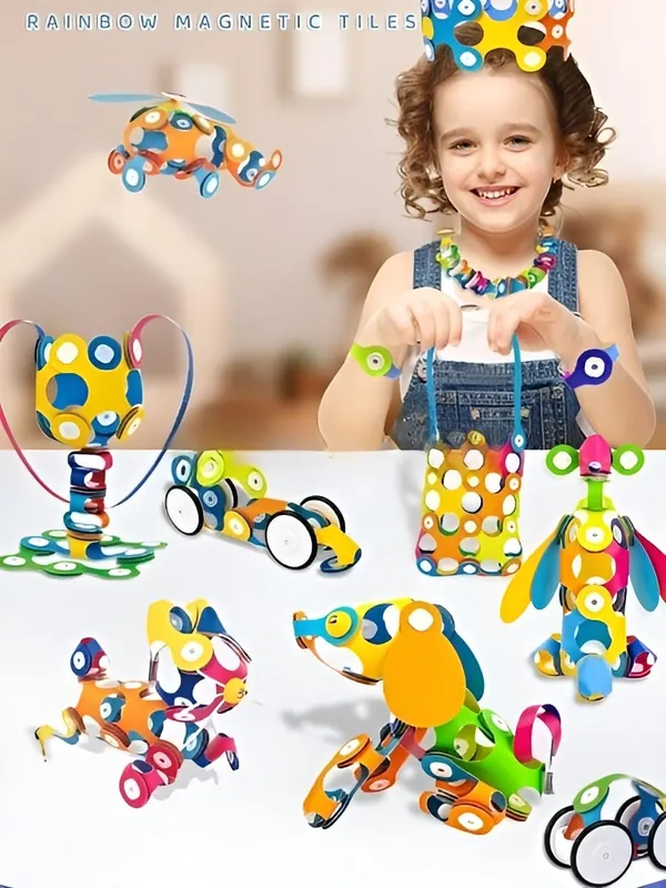 Multicolor_48-Piece_Rainbow_Sheets_Creative_Building_Set_For_Kids_Colorful_Diy_Assembly_Kit_With_Animals,_Vehicles_&_Helicopter_Models_Educational_Construction_Toy_Gift