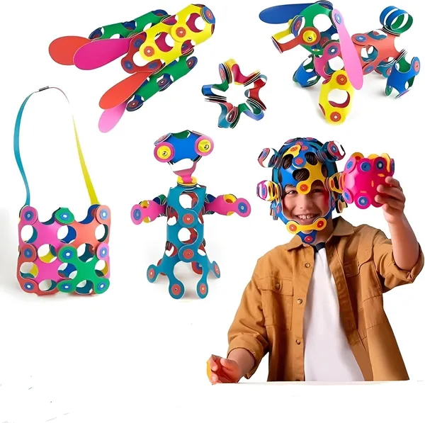Multicolor_48-Piece_Rainbow_Sheets_Creative_Building_Set_For_Kids_Colorful_Diy_Assembly_Kit_With_Animals,_Vehicles_&_Helicopter_Models_Educational_Construction_Toy_Gift