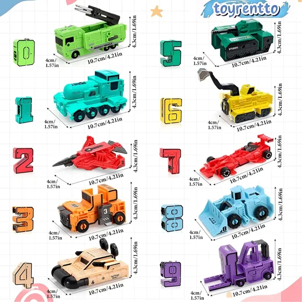 Multicolor_10-In-1_Transforming_Robot_Toy_12.2"_Tall_Action_Figure_With_Movable_Parts,_Educational_Construction_Set_For_Kids,_Vehicles_Combine_Into_Giant_Mech_Boys_Gift_Age_6+