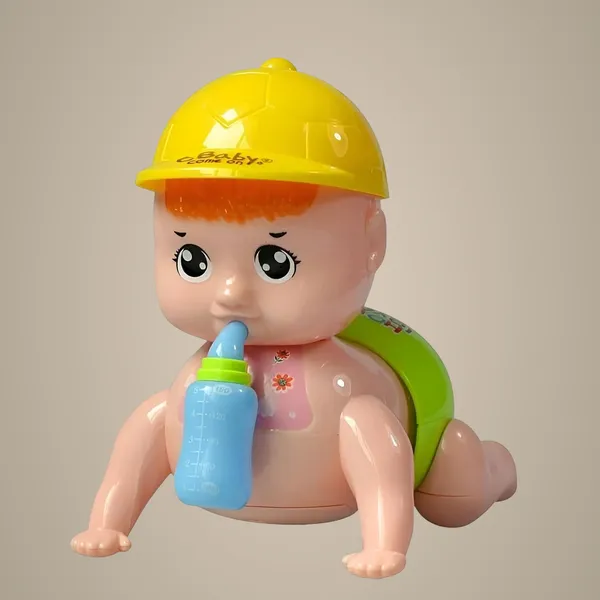 Multicolor_Interactive_Crawling_Baby_Toy_With_Bottle_-_Butt-Twisting_Action,_Fun_Helmet_Design,_Perfect_For_Kids'_Toddlers_Playtime