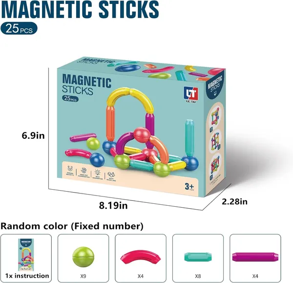 Multicolor_25_Piece_Magnetic_Balls_And_Sticks_Set,Magnetic_Building_Toys_Colorful_Diy_Stem_Building_Blocks_Sticks_For_Ages_3+_Year_Old_Children_Boy_Girl_Educational_Construction_Toy