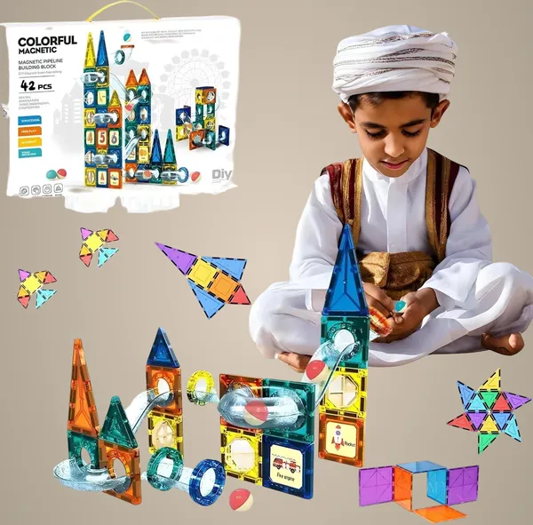 Multicolor_42_Pieces_Magnetic_Tiles_Building_Set,_Magnetic_Tiles_For_Kids,_Magnetic_Blocks,_Educational_Building_Toys_For_Boys_Girls_Age_3+,_Birthday_Gifts,_Christmas_Toy