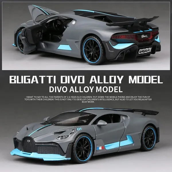 Matte_Gray_1:32_Bugatti_Divo_Zinc_Alloy_Pull_Back_Car_Diecast_Electronic_Toys_With_Lights_And_Music,Decorative,Mini_Vehicles_Toys_For_Kids,Boyfriend,Young_Peoples_Gift_Matte_Gray