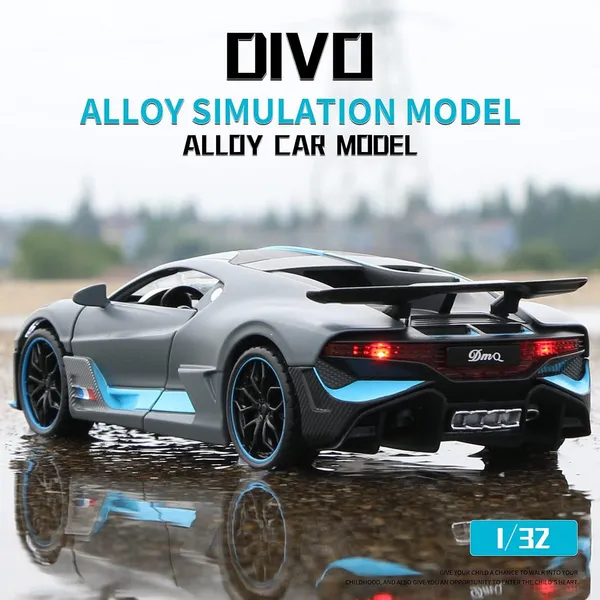 Matte_Gray_1:32_Bugatti_Divo_Zinc_Alloy_Pull_Back_Car_Diecast_Electronic_Toys_With_Lights_And_Music,Decorative,Mini_Vehicles_Toys_For_Kids,Boyfriend,Young_Peoples_Gift_Matte_Gray