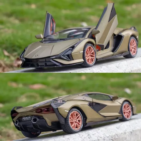 Matte_Olive_1/24_Die_Cast_Lamborghini_Sian_Fkp_37_Model_Toy_Car_With_Light_And_Sound,_Pull_Back_Vehicles_Toy_Car_For_Toddlers_Boys_Girls_Birthday_Gift_Matte_Olive