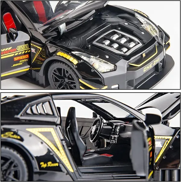 Black_1/24_Scale_Compatible_For_Nissan_Gtr_Model_Car_Toy,_Zinc_Alloy_Pull_Back_Toy_Car_With_Sound_And_Light_For_Kids_Boy_Girl_Gift_Gtr_Black
