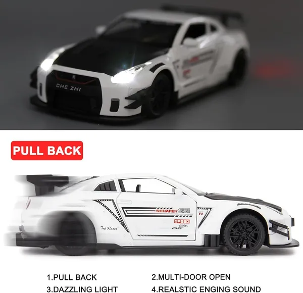 Gtr_White_1/24_Scale_Compatible_For_Nissan_Gtr_Model_Car_Toy,_Zinc_Alloy_Pull_Back_Toy_Car_With_Sound_And_Light_For_Kids_Boy_Girl_Gift_Gtr_White