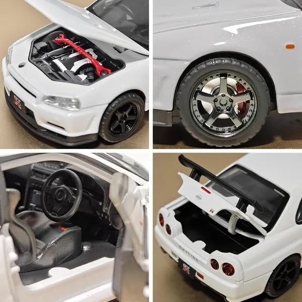 White_1/32_Skyline_Gtr_R34_Model_Car_Die-Cast_Toy_Cars_Metal_Model_Car_Toys_With_Light_And_Sound_Pull_Back_Collectible_Model_For_Children_Age_3_+_Year_Old_Festival_Gift_White
