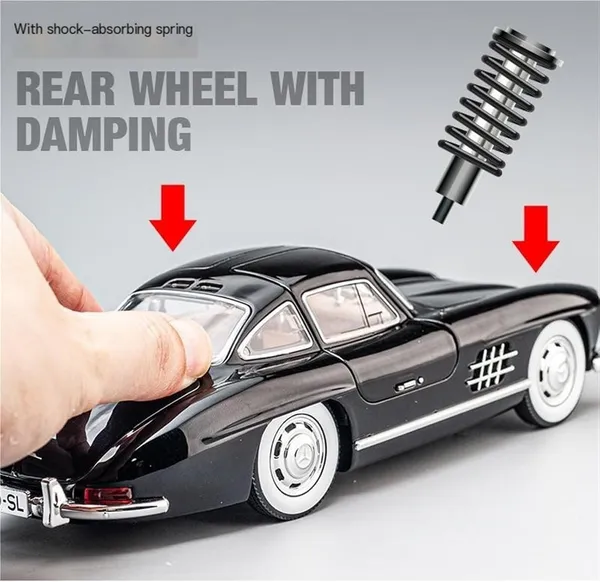 Green_1:24_Scale_Mercedes-Benz_300Sl_Die-Cast_Model_Car_Pull_Back_Action,_Realistic_Sound_&_Light_Effects,_Metal_Body,_Collector_Toy_Vehicle_For_Kids_&_Adults_Green
