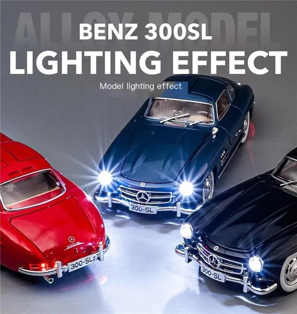 Red_1:24_Scale_Mercedes-Benz_300Sl_Die-Cast_Model_Car_Pull_Back_Action,_Realistic_Sound_&_Light_Effects,_Metal_Body,_Collector_Toy_Vehicle_For_Kids_&_Adults_Red