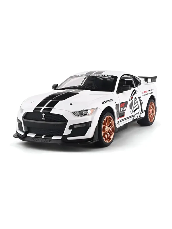 White_1:32_Scale_Shelby_Gt500_Die-Cast_Model_Car_Blue_Metal_Toy_Car_With_Lights,_Sound_&_Openable_Doors_Pull_Back_Action_Collectible_Vehicle_White_Color