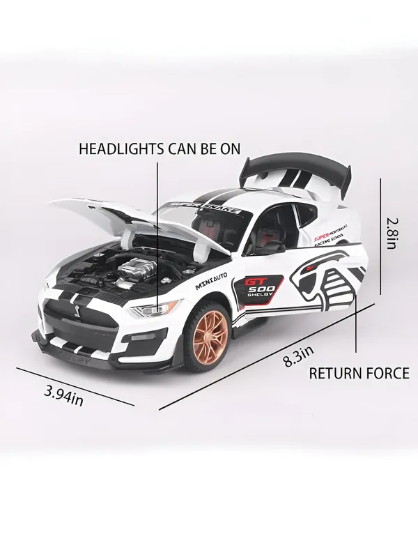 White_1:32_Scale_Shelby_Gt500_Die-Cast_Model_Car_Blue_Metal_Toy_Car_With_Lights,_Sound_&_Openable_Doors_Pull_Back_Action_Collectible_Vehicle_White_Color