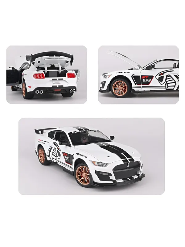 White_1:32_Scale_Shelby_Gt500_Die-Cast_Model_Car_Blue_Metal_Toy_Car_With_Lights,_Sound_&_Openable_Doors_Pull_Back_Action_Collectible_Vehicle_White_Color