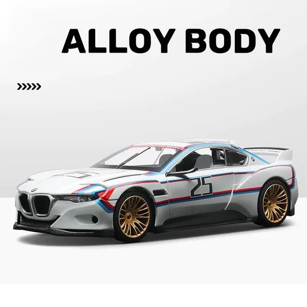 White_1:34_3.0_Csl_Hommage_R_Scale_Die-Cast_Model_Car_With_Music_&_Sound_Effects,_White