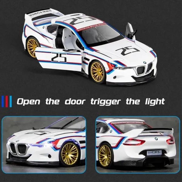 White_1:34_3.0_Csl_Hommage_R_Scale_Die-Cast_Model_Car_With_Music_&_Sound_Effects,_White