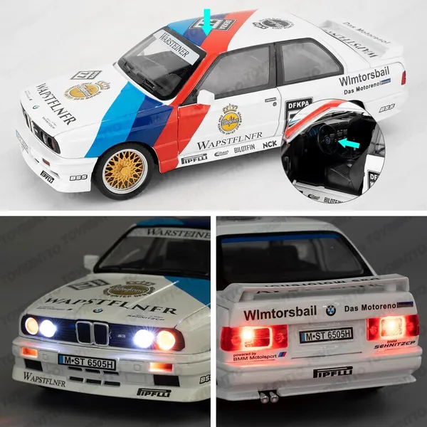 White_1/24_M3_Model_Car_In_Painted_Design,_Die-Cast_Aluminium_Toy_Car_With_Sound_And_Light_Function_And_Pull_Back_Function,_Collector'S_Model,_Gift_For_Children_White