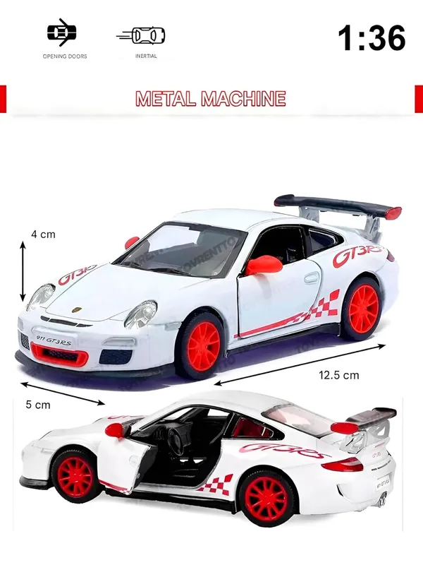 White_1:36_Porschee_Gt3_Rs_2010_Alloy_Sports_Car_Model_-_Diecast_Metal_Pull_Back_Toy_With_Openable_Doors,_Inertia_Action,_Collectible_Car_For_Kids_&_Adults-White
