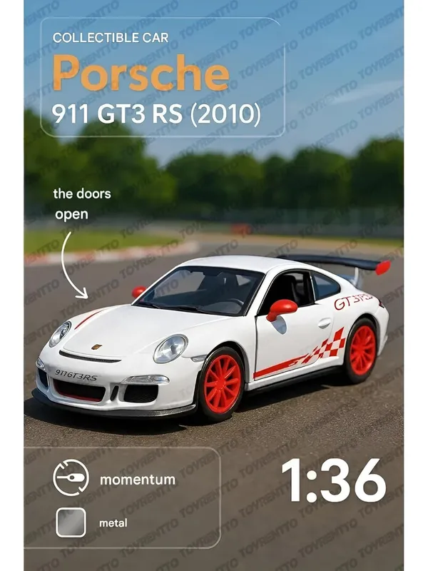 White_1:36_Porschee_Gt3_Rs_2010_Alloy_Sports_Car_Model_-_Diecast_Metal_Pull_Back_Toy_With_Openable_Doors,_Inertia_Action,_Collectible_Car_For_Kids_&_Adults-White