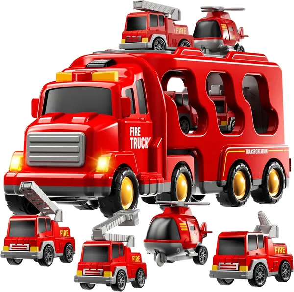 Multicolor_5_In_1_Friction_Powered_Firefighter_Truck_Toy_Set_With_Music_Montessori_Educational_Carrier_&_Four_Armored_Vehicles,_Light-Up_Sounds,_Fun_Birthday_Gift_For_Kids_3+