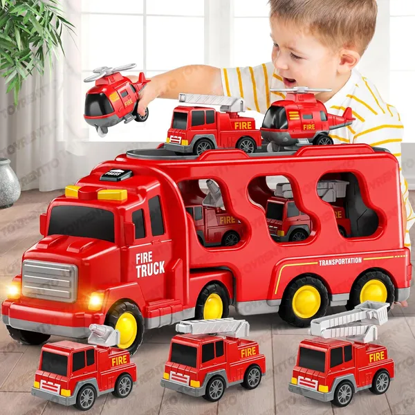 Multicolor_5_In_1_Friction_Powered_Firefighter_Truck_Toy_Set_With_Music_Montessori_Educational_Carrier_&_Four_Armored_Vehicles,_Light-Up_Sounds,_Fun_Birthday_Gift_For_Kids_3+