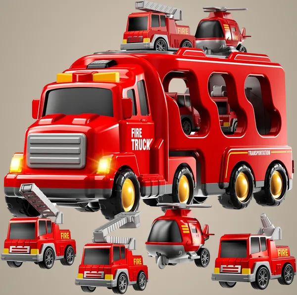 Multicolor_5_In_1_Friction_Powered_Firefighter_Truck_Toy_Set_With_Music_Montessori_Educational_Carrier_&_Four_Armored_Vehicles,_Light-Up_Sounds,_Fun_Birthday_Gift_For_Kids_3+