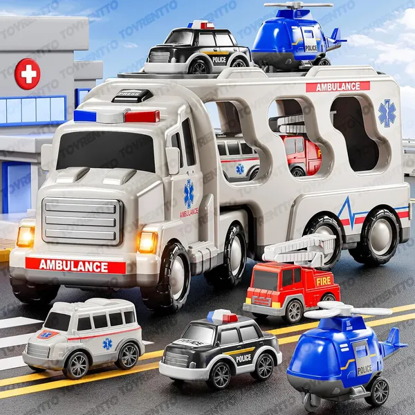 Multicolor_5_In_1_Friction_Powered_Ambulance_Truck_Toy_Set_With_Music_Montessori_Educational_Carrier_&_Four_Armored_Vehicles,_Light-Up_Sounds,_Fun_Birthday_Gift_For_Kids_3+