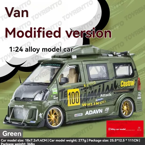 Green_1:24_Wuling_Hongguang_Graffiti_Racing_Van_Toy_Die-Cast_Model_Bus_With_Light,_Sound_Door_Open_&_Pull_Back_Action,Mini_Van_Toy_For_Kids_&_Collectors_Green