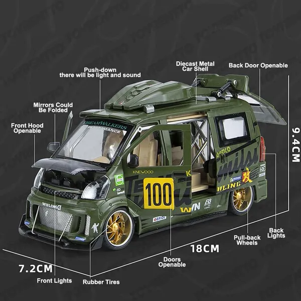 Green_1:24_Wuling_Hongguang_Graffiti_Racing_Van_Toy_Die-Cast_Model_Bus_With_Light,_Sound_Door_Open_&_Pull_Back_Action,Mini_Van_Toy_For_Kids_&_Collectors_Green