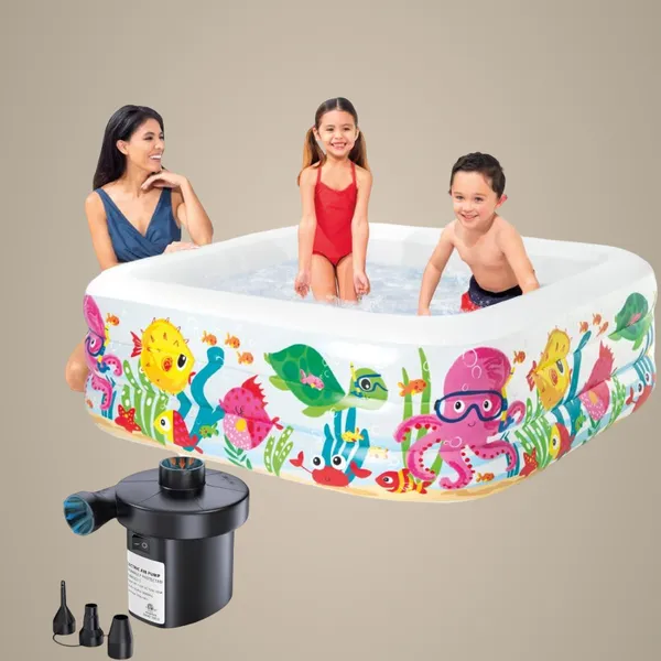 White_5.2Ft_Inflatable_Kids_Swimming_Pool_Tub_For_Kids_With_Electric_Pump_|_Spacious,_Colorful,_And_Durable_Backyard_Water_Play_Center,Toddlers_&_Young_Children