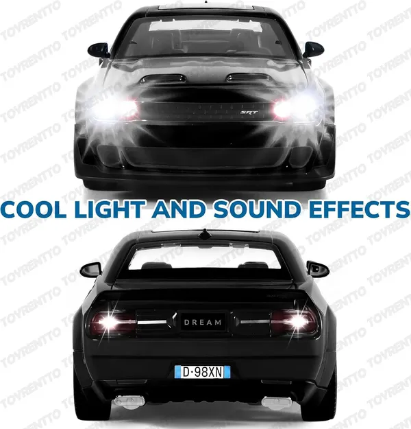 Black_1:24_Dodge_Challenger_Srt_Hellcat_Die-Cast_Car_Toy_Pull_Back_Muscle_Car_With_Led_Lights,_Realistic_Engine_Sound,_Horn_In_Steering,Metal_Model_Vehicle_For_Boys,_Kids_&_Collectors