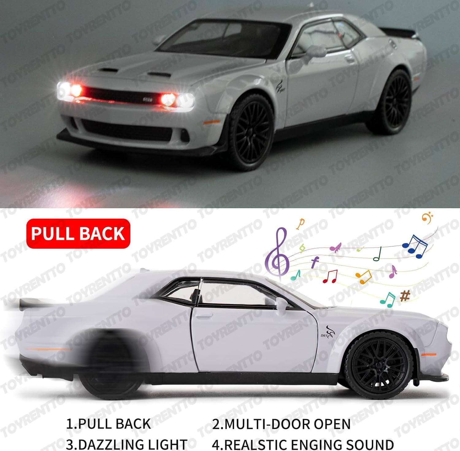 Grey_1:24_Dodge_Challenger_Srt_Hellcat_Die-Cast_Car_Toy_Pull_Back_Muscle_Car_With_Led_Lights,_Realistic_Engine_Sound,_Horn_In_Steering,Metal_Model_Vehicle_For_Boys,_Kids_&_Collectors